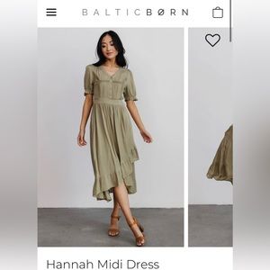 NWOT Baltic Born Hannah MIDI Dress Dusty Olive - Women’s Large